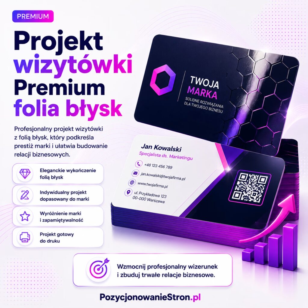 Projekt wizytówki – Premium folia błysk