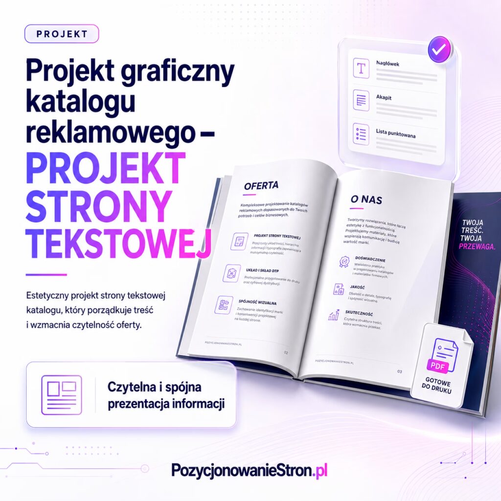 Projekt graficzny katalogu reklamowego – PROJEKT STRONY TEKSTOWEJ