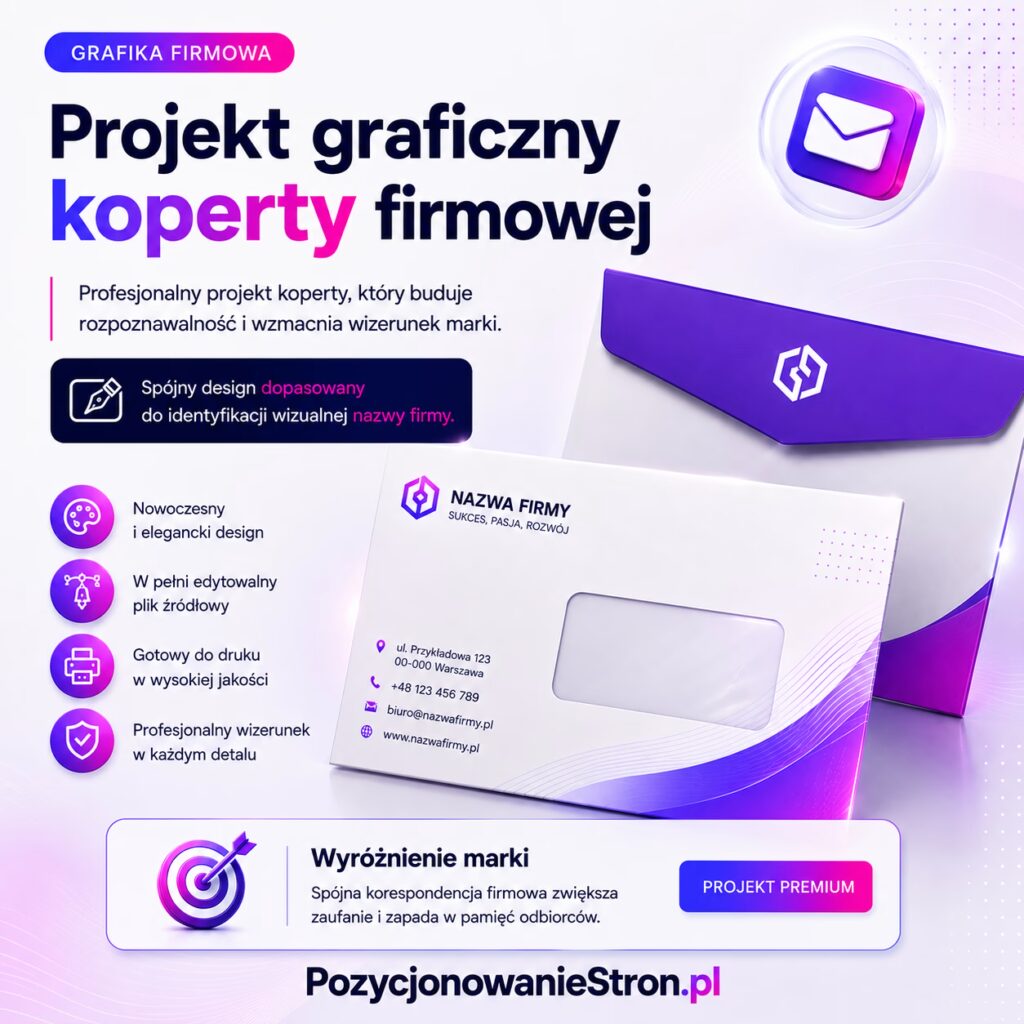 Projekt graficzny koperty firmowej