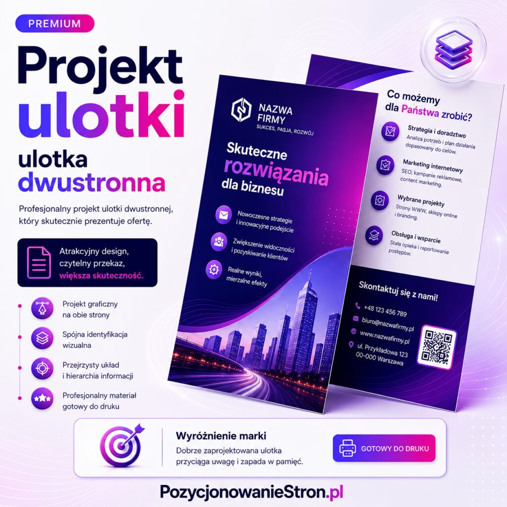 Projekt ulotki – ulotka dwustronna dowolny rozmiar