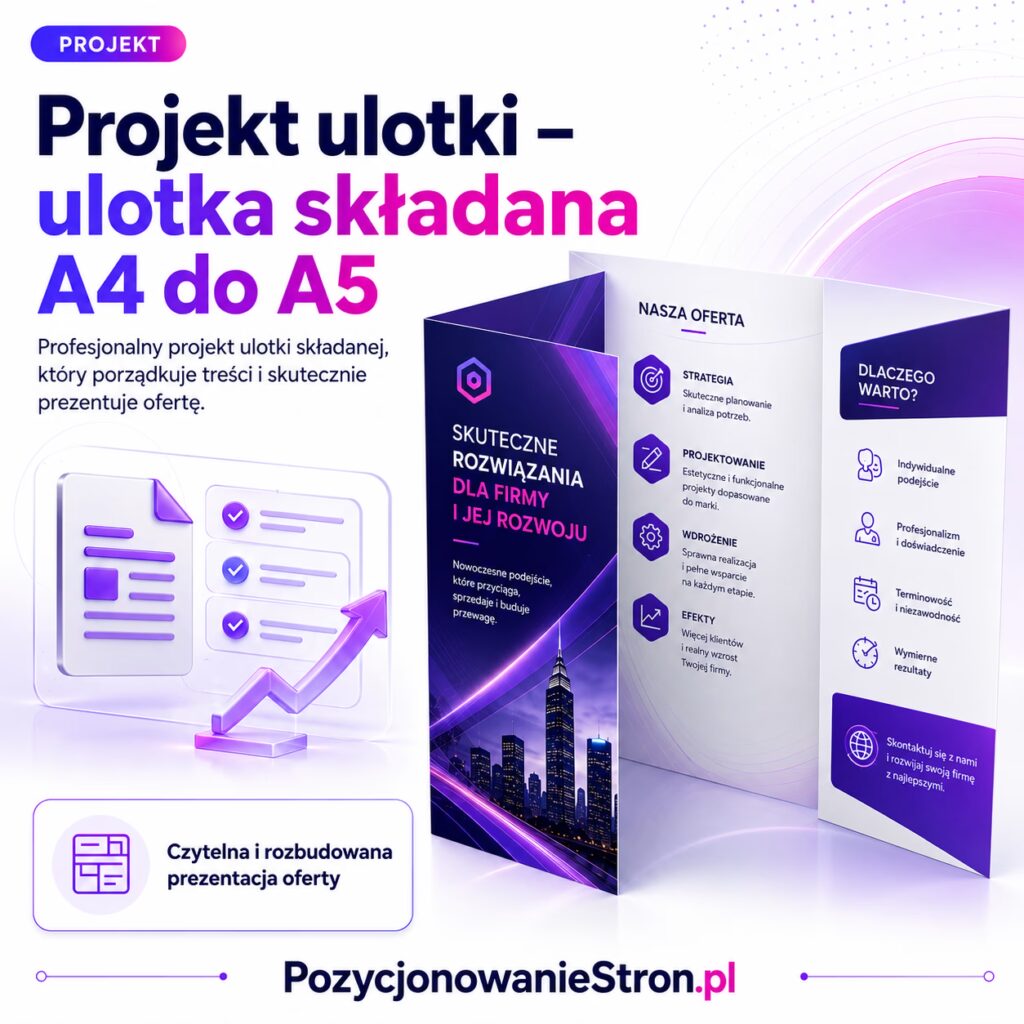 Projekt ulotki – ulotka składana A4 do A5