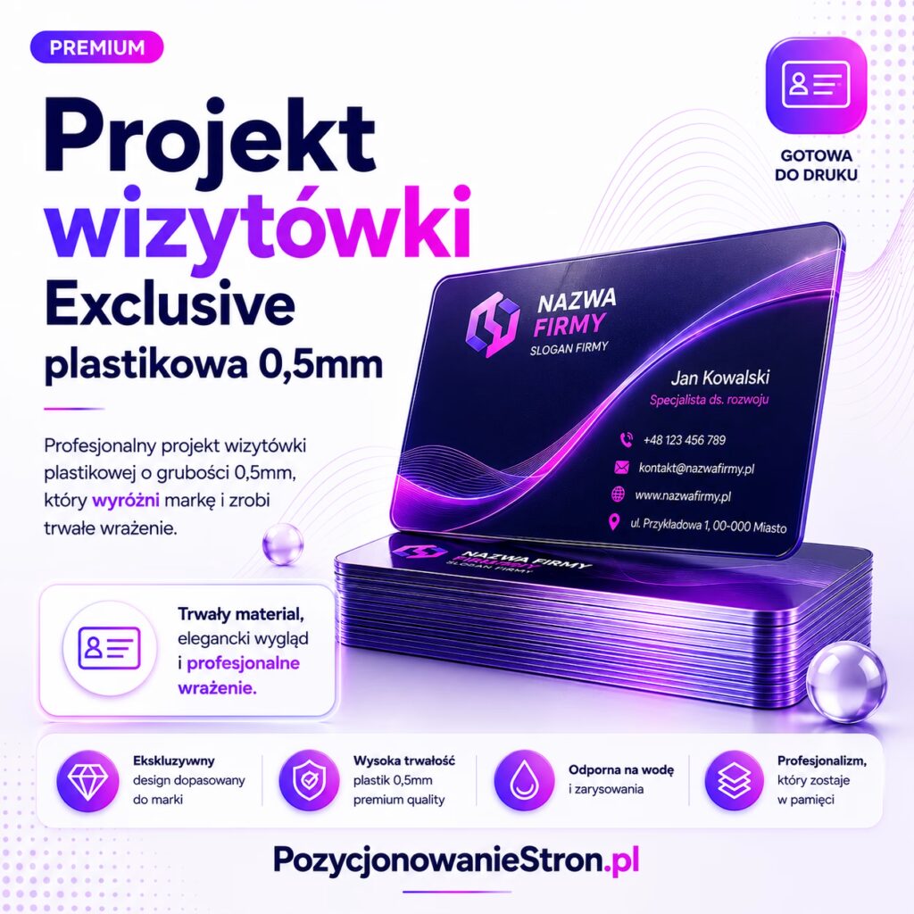 Projekt wizytówki – Exclusive plastikowa 0,5mm