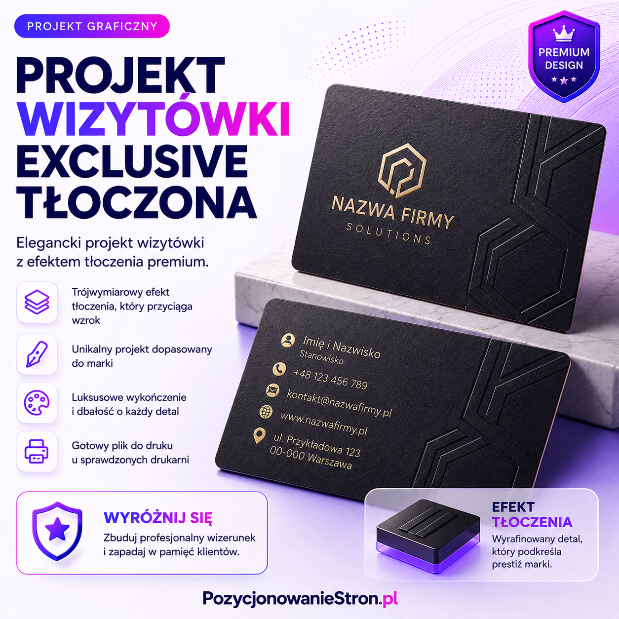 Projekt wizytówki – Exclusive tłoczona