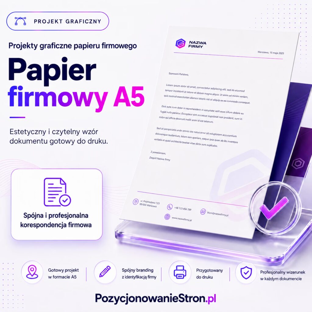 Projekty graficzne papieru firmowego – papier firmowy A5
