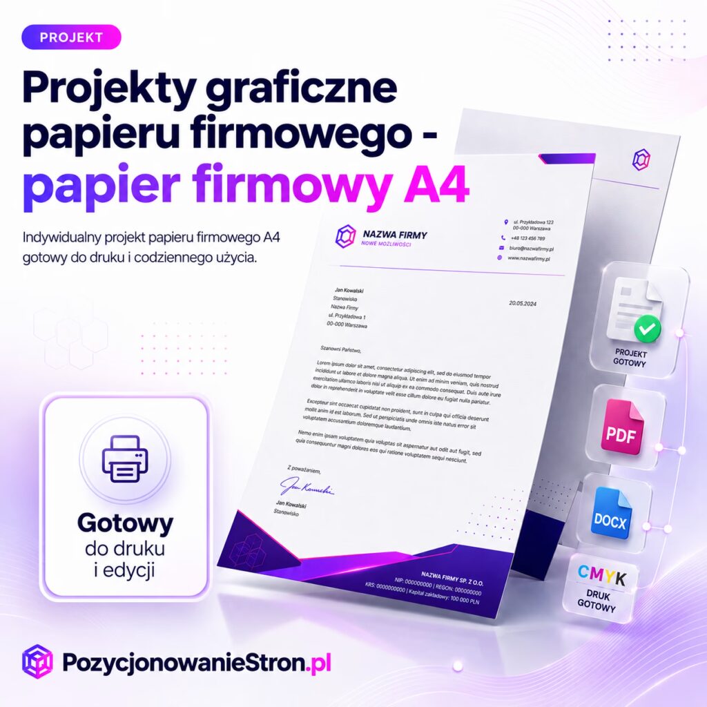 Projekty graficzne papieru firmowego – papier firmowy A4
