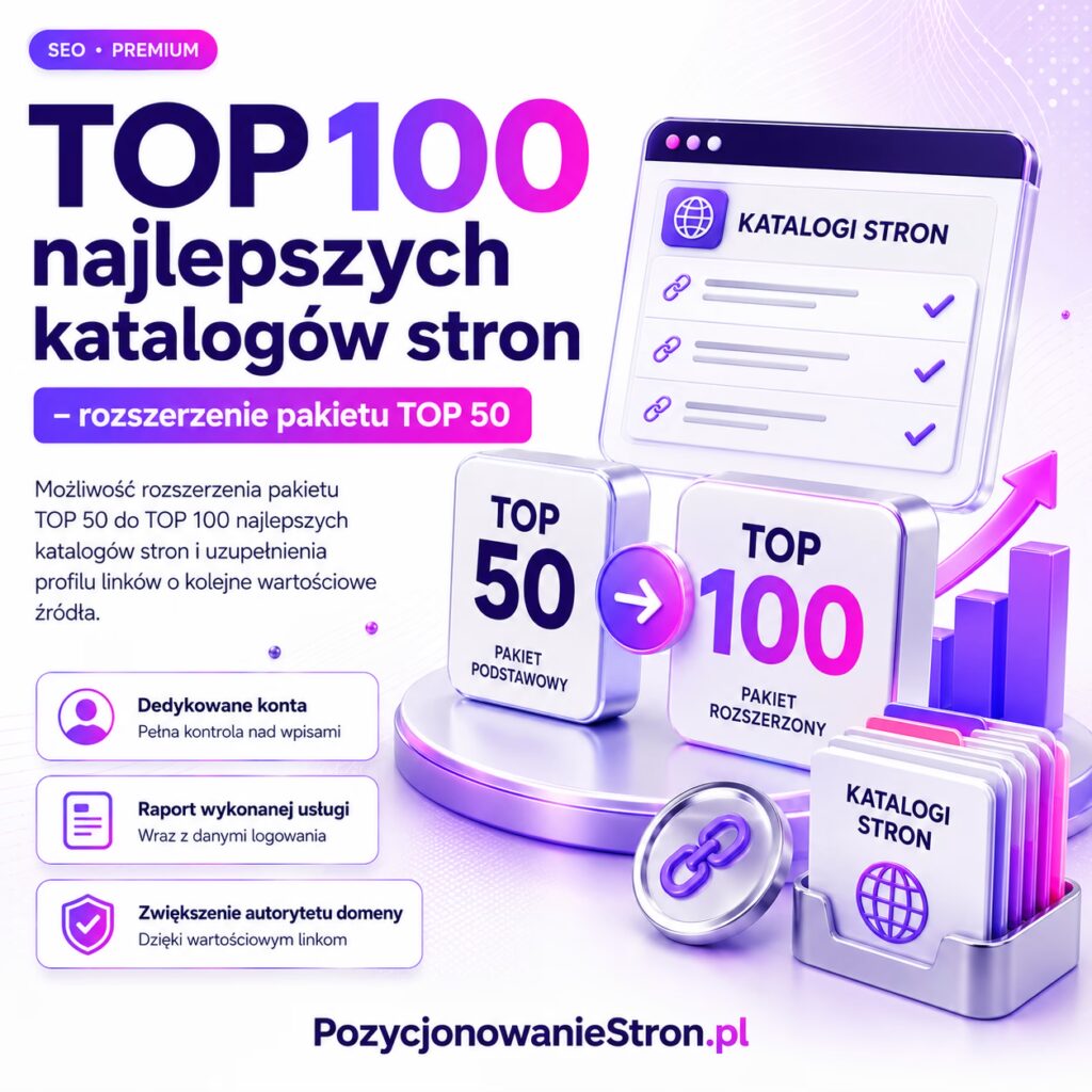 TOP 100 najlepszych katalogów stron – rozszerzenie pakietu TOP 50
