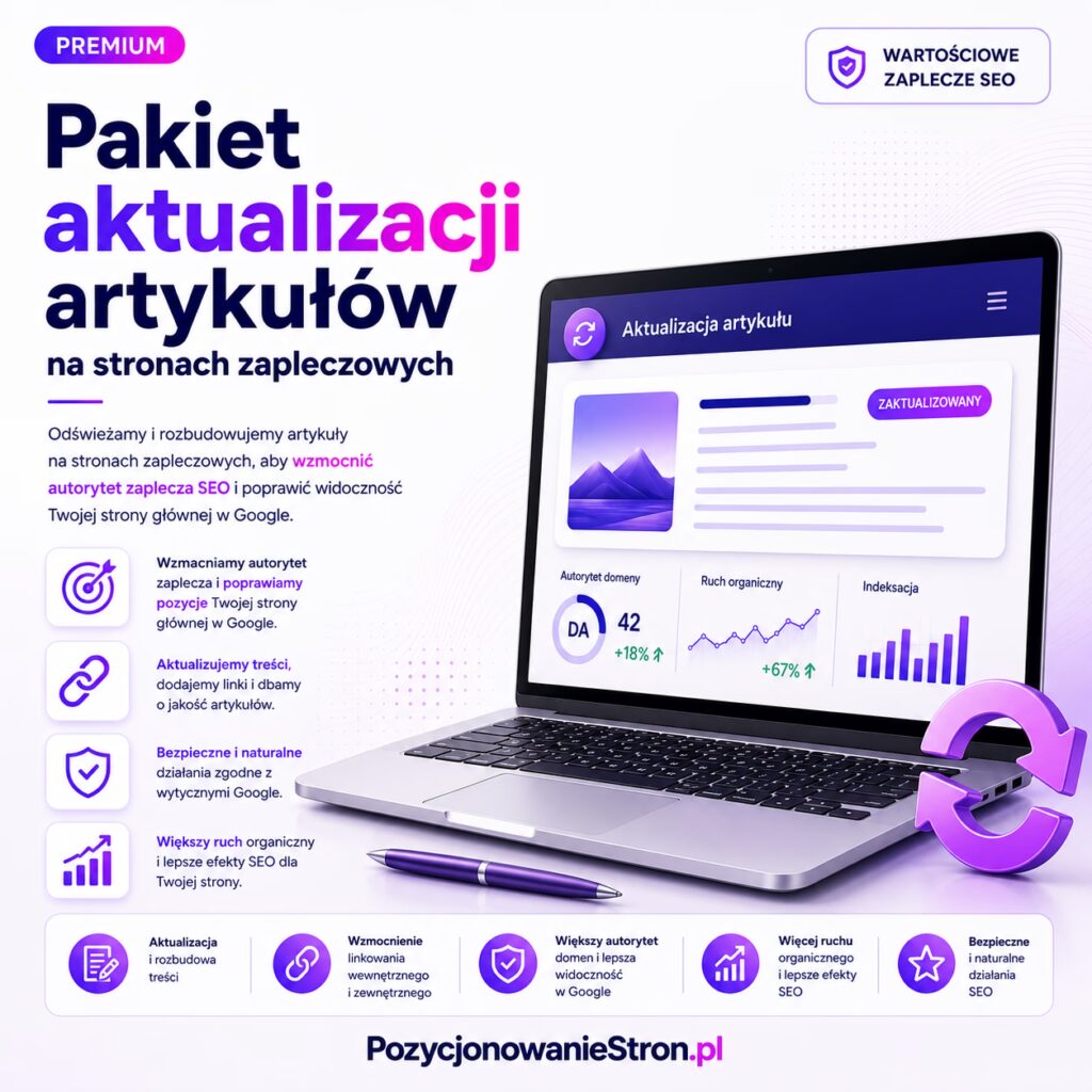 Pakiet aktualizacji artykułów na stronach zapleczowych