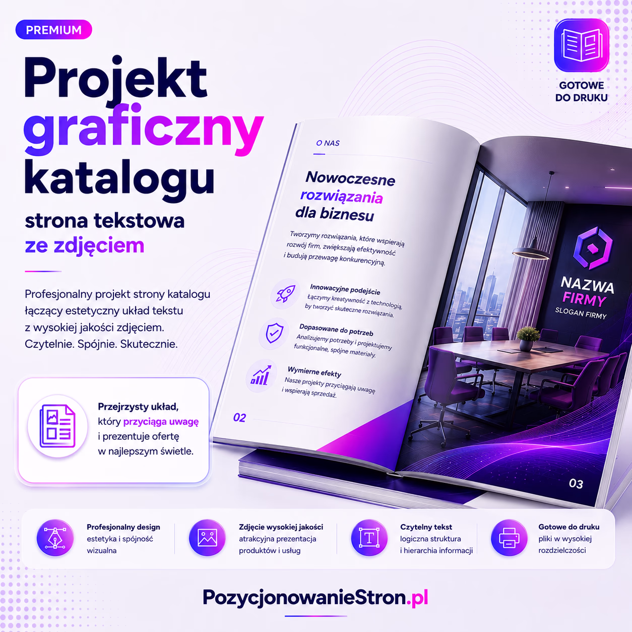 Projekt graficzny katalogu – strona tekstowa ze zdjęciem