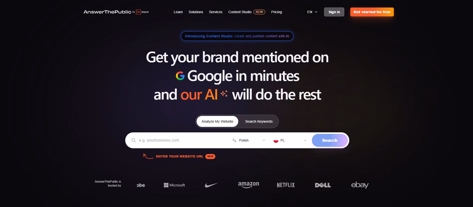AnswerThePublic - Pozycjonowanie stron Pinczyn
