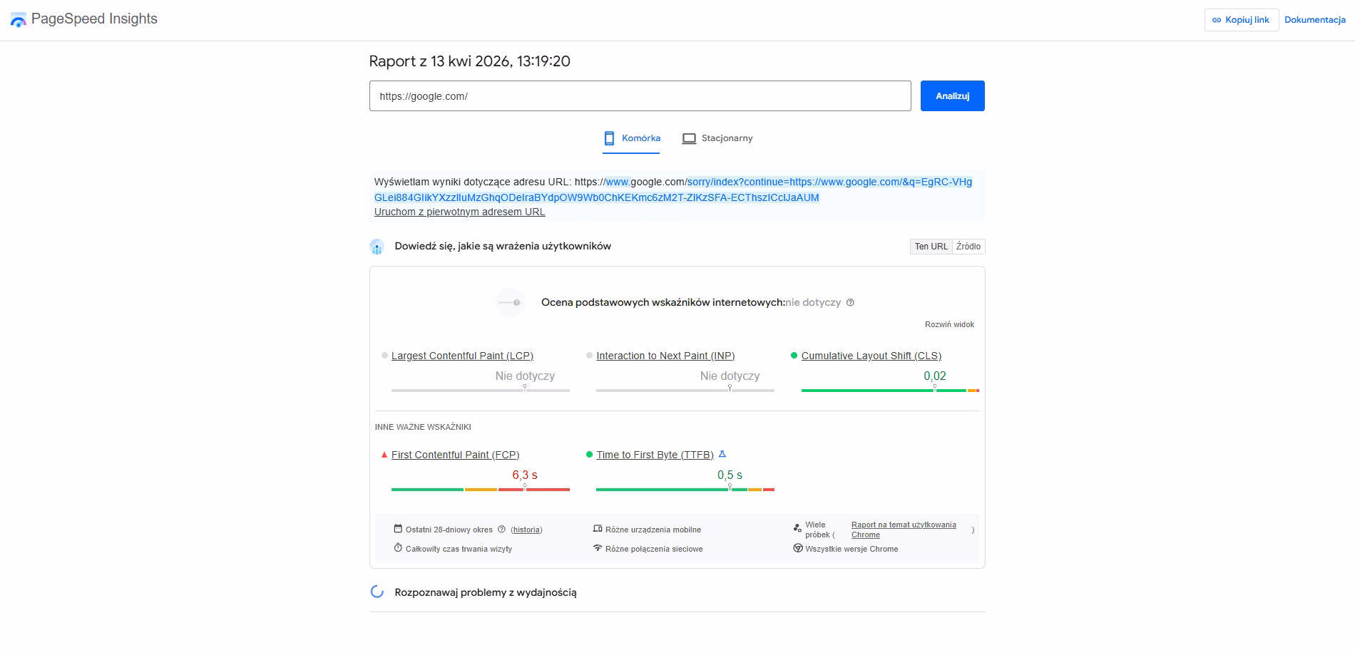 PageSpeed Insights - Pozycjonowanie stron Lipnica Górna