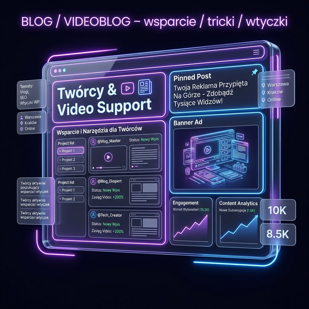 BLOG VIDEOBLOG - wsparcie tricki wtyczki