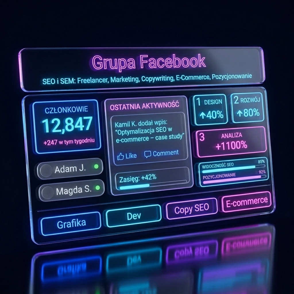 Grupa Facebook – SEO i SEM Freelancer, Marketing, Copywriting, E-Commerce, Pozycjonowanie