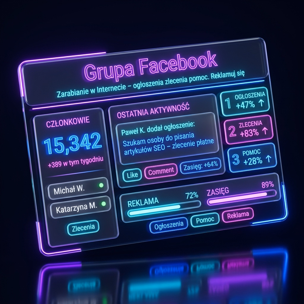 Grupa Facebook – Zarabianie w Internecie – ogłoszenia zlecenia pomoc. Reklamuj się