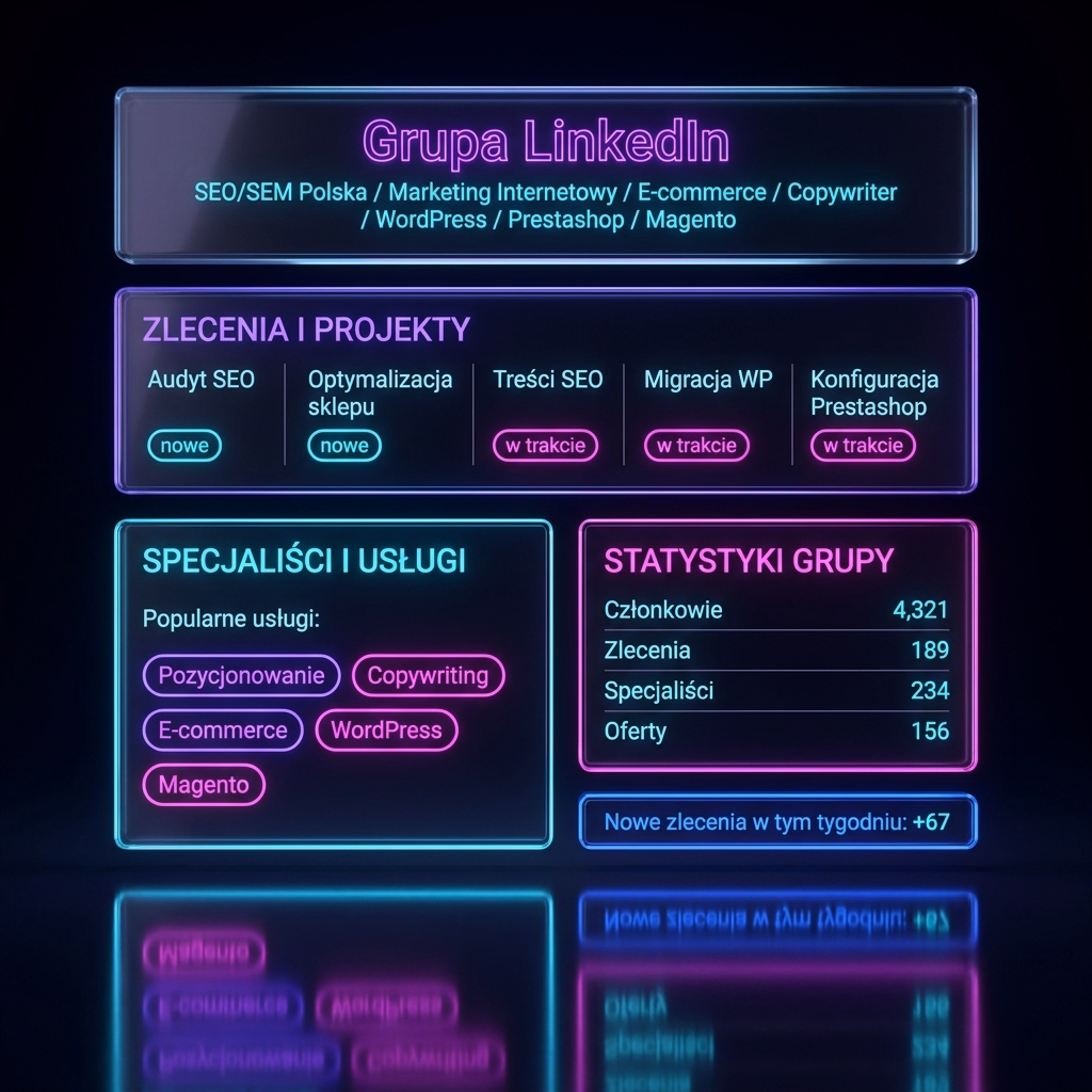 Grupa LinkedIn – SEO/SEM Polska / Marketing Internetowy / E-commerce / Copywriter /WordPress / Pestashop / Magento