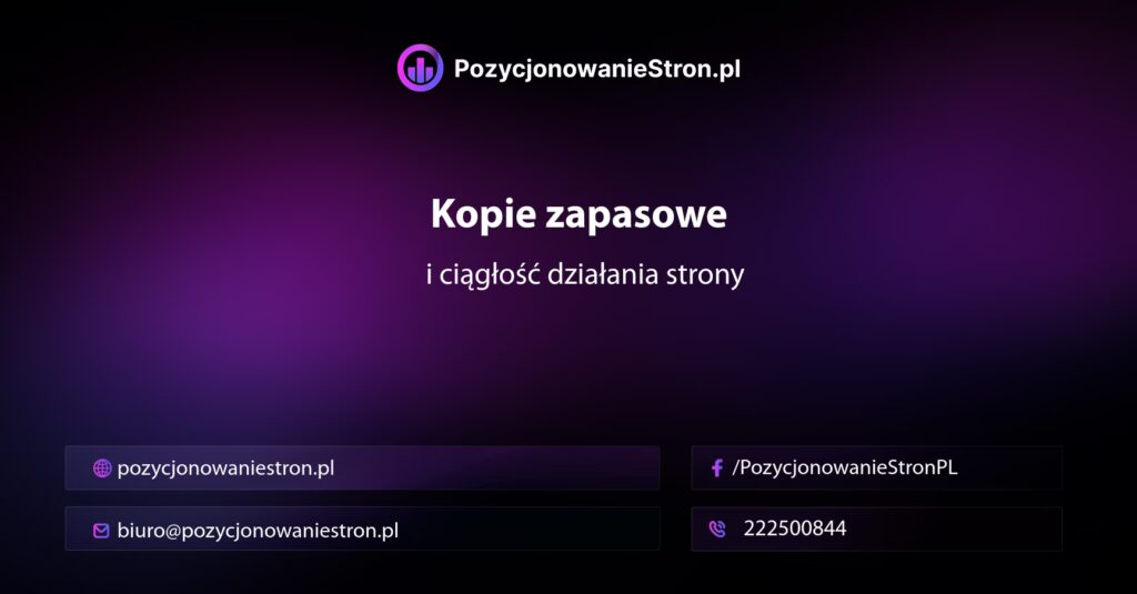 Kopie zapasowe i ciągłość działania strony