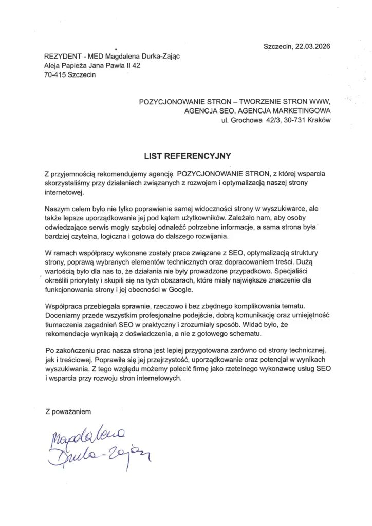 rezydent med list referenycjny