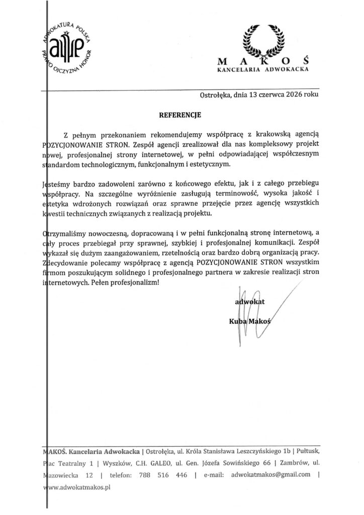 Referencje Adwokat Kuba Makoś