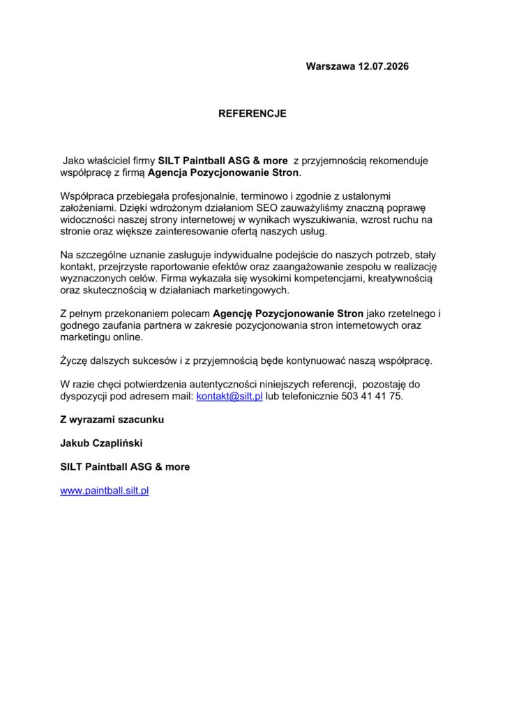 Referencje - SILT Paintball ASG & more