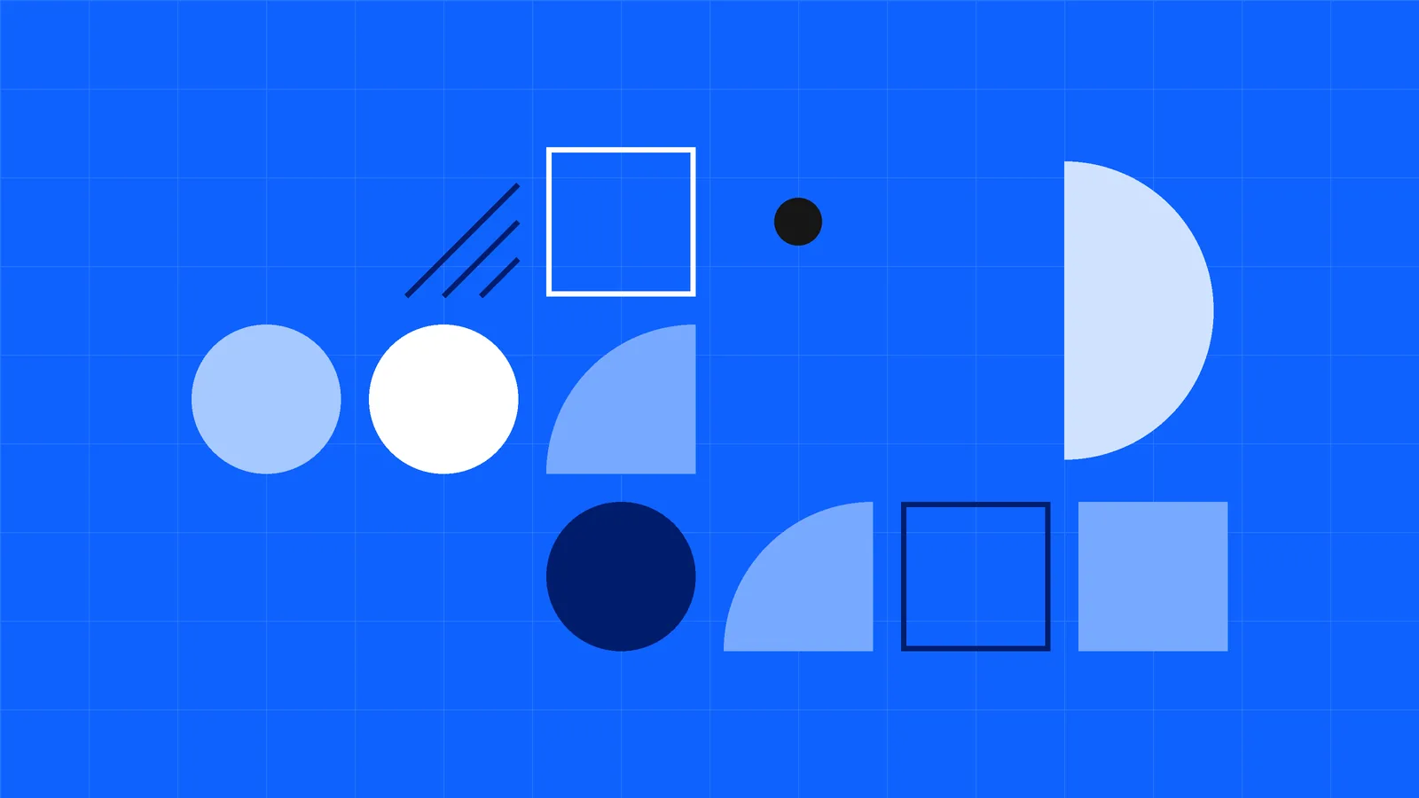 Geometryczna grafika na niebieskim tle do wpisu o wyborze między Google Ads a pozycjonowaniem