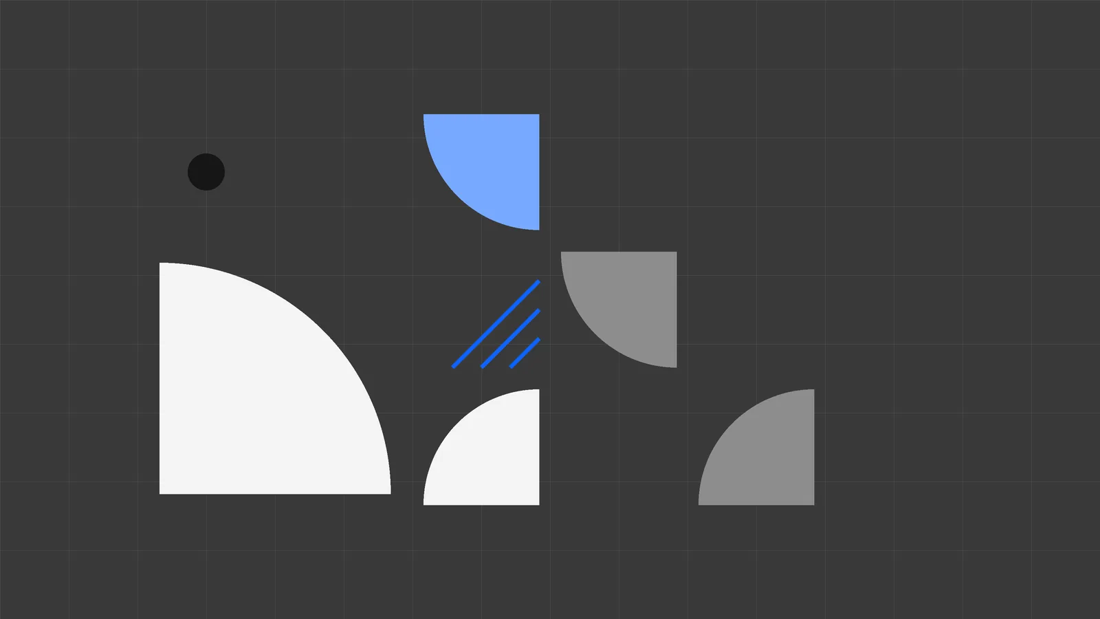 Szare i białe kształty na grafitowym tle, grafika do wpisu o negatywnych opiniach w Google