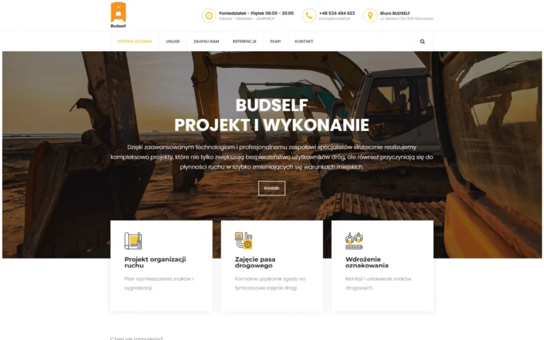 Strona główna serwisu firmy Budself od organizacji ruchu i oznakowania dróg, budself.pl