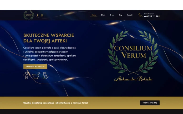 Strona główna serwisu Consilium Verum, firmy wspierającej apteki, consiliumverum.pl