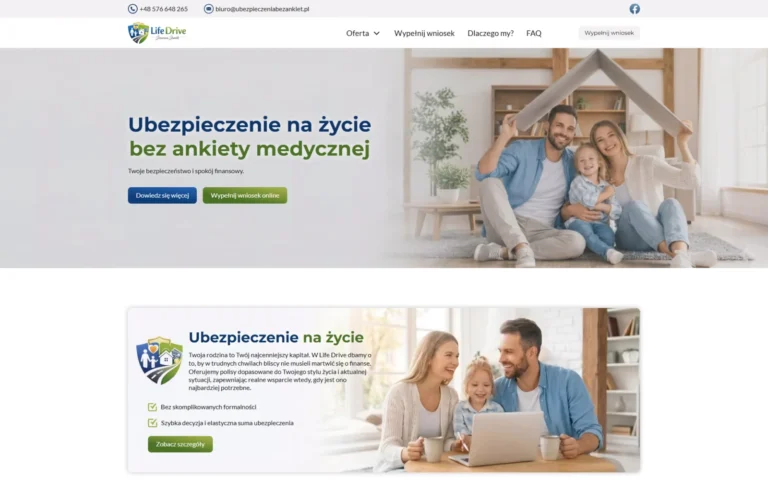 Strona główna serwisu LifeDrive z ubezpieczeniami bez ankiety medycznej, ubezpieczeniabezankiet.pl