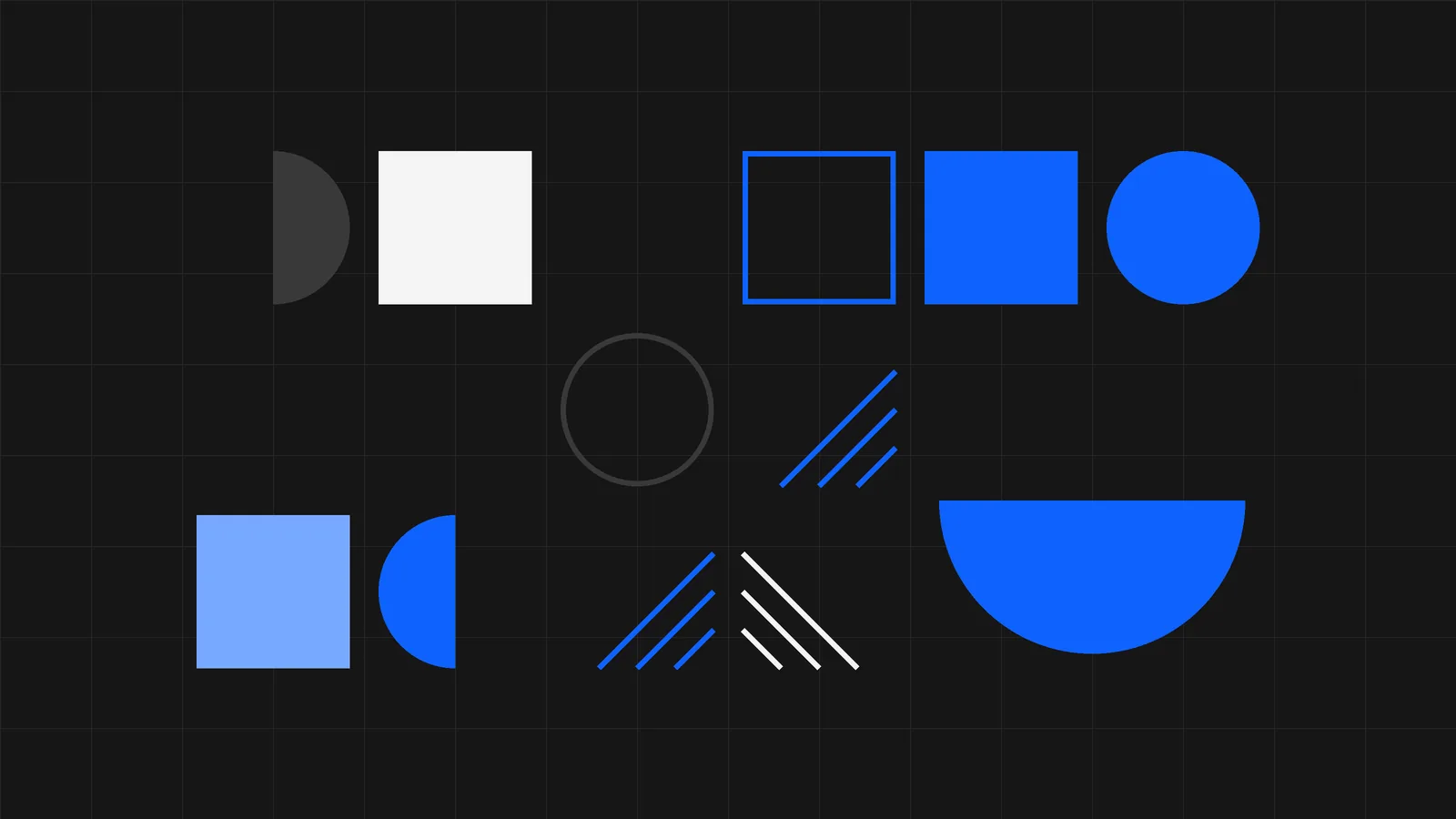 Geometryczna grafika na ciemnym tle do przewodnika o sklepie w Google i Merchant Center
