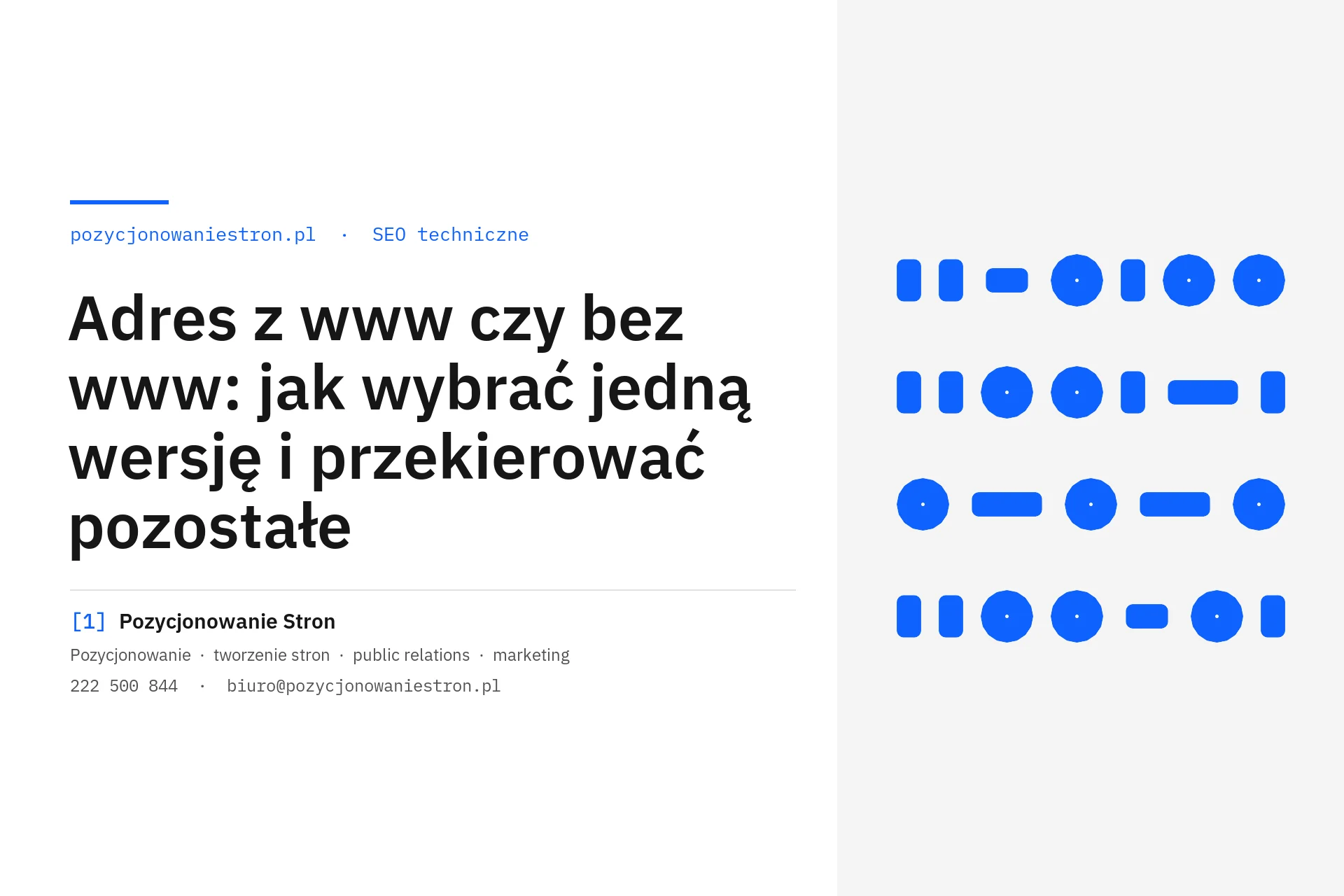 Adres z www czy bez www i przekierowanie pozostałych wersji - okładka wpisu na blogu Pozycjonowanie Stron