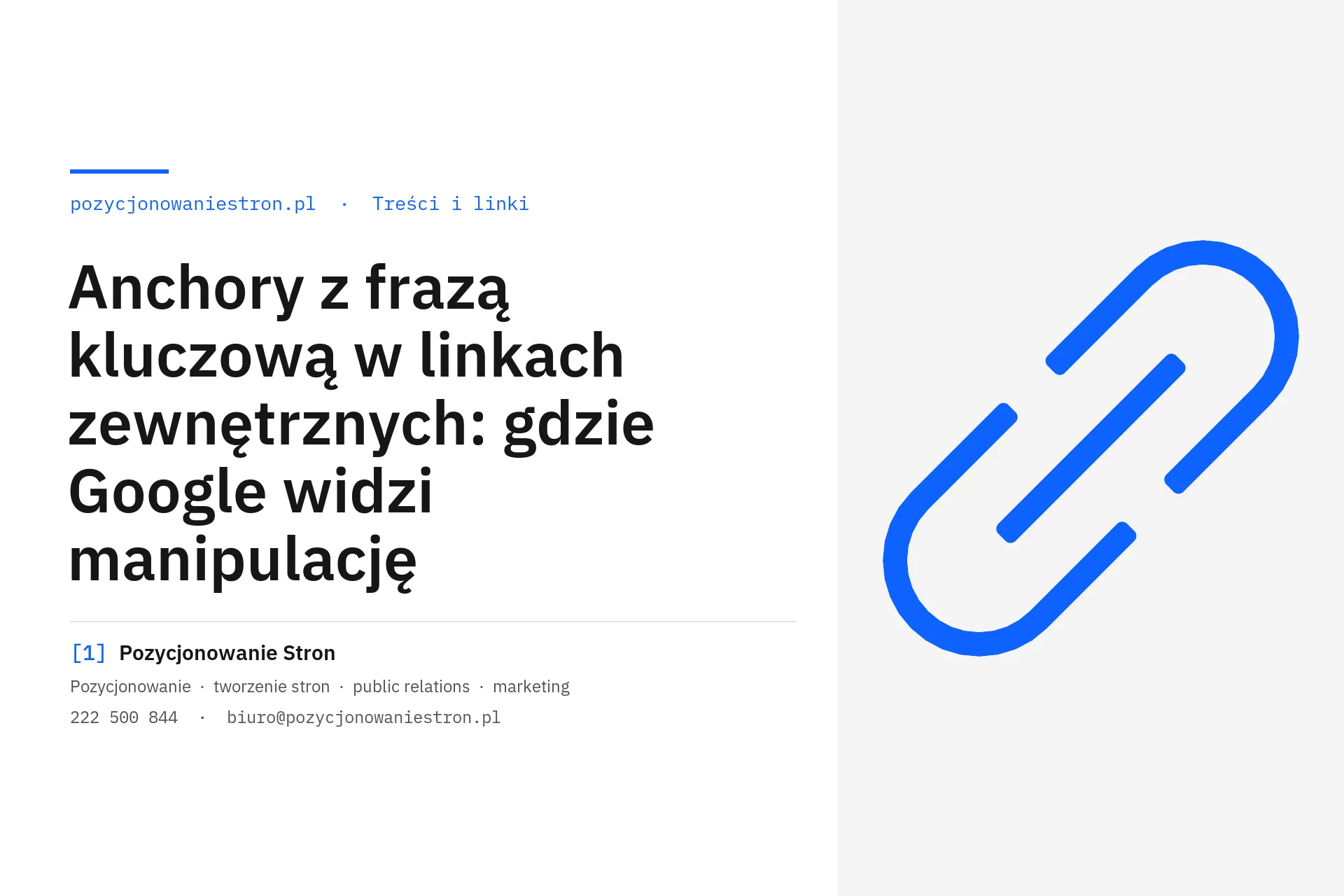 Anchory z frazą kluczową w linkach zewnętrznych - okładka wpisu na blogu Pozycjonowanie Stron