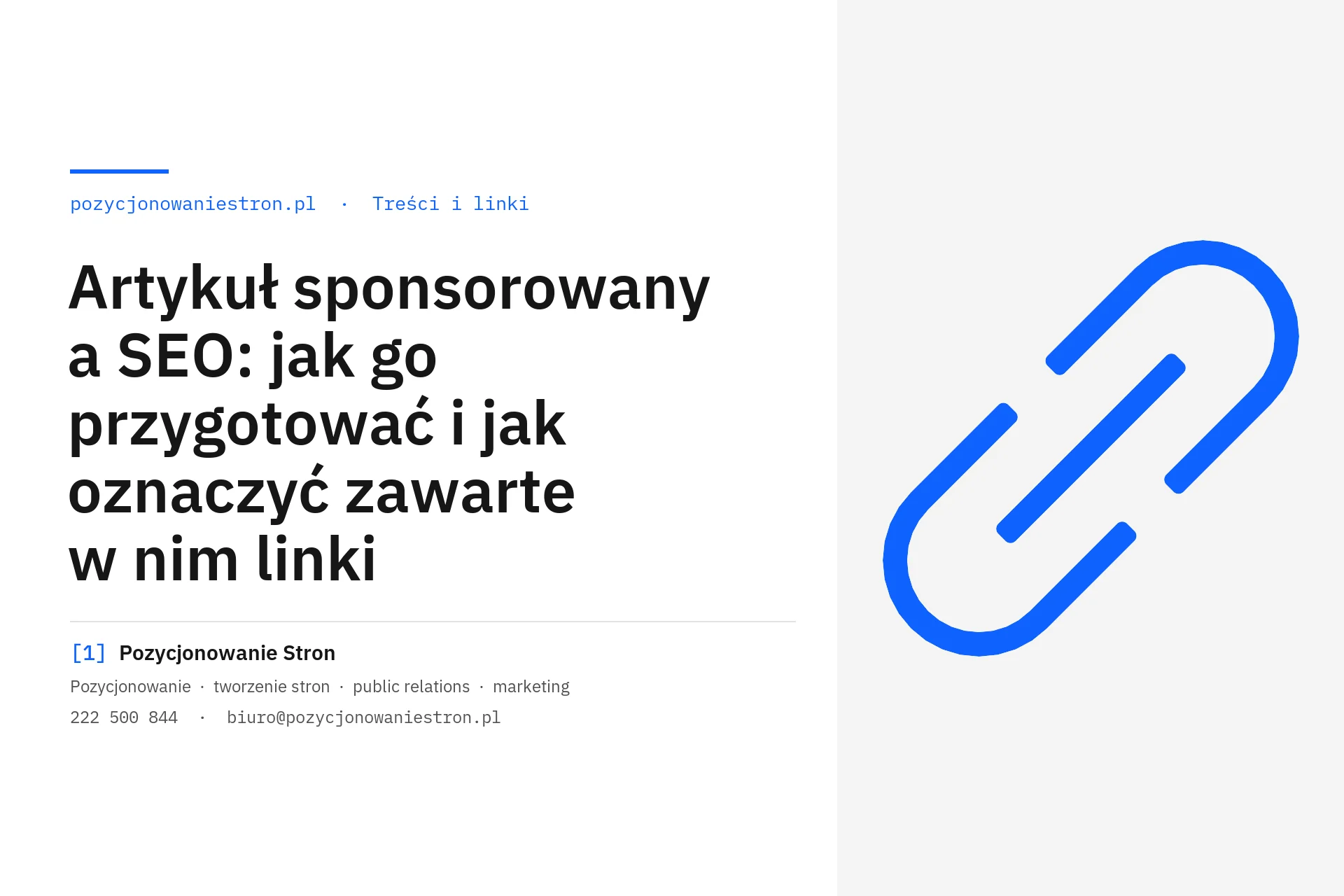 Artykuł sponsorowany a SEO i oznaczanie linków - okładka wpisu na blogu Pozycjonowanie Stron
