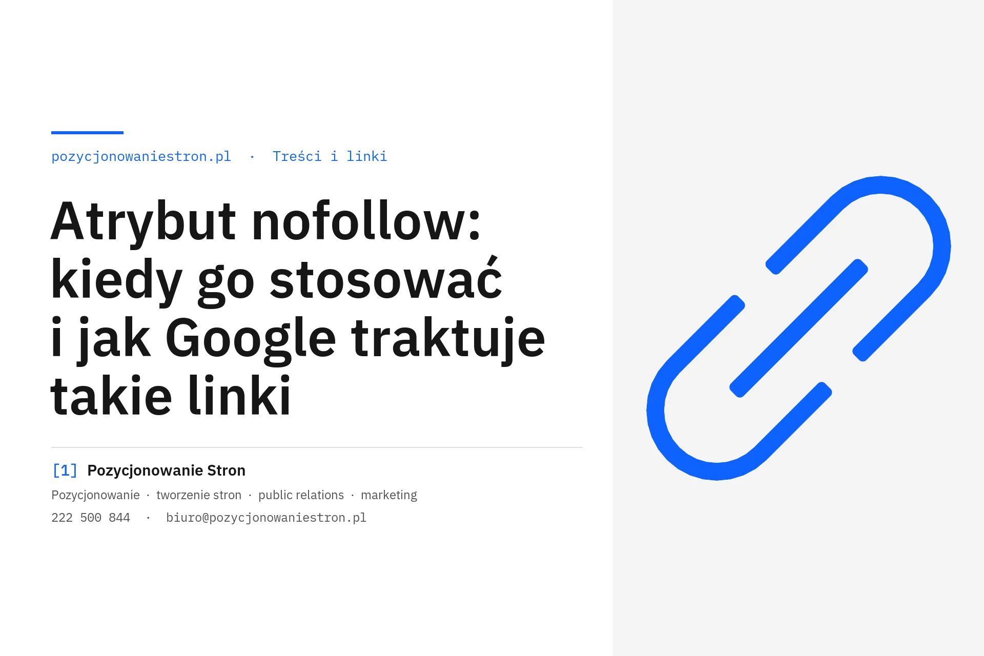 Atrybut nofollow w linkach na stronie firmy - okładka wpisu na blogu Pozycjonowanie Stron