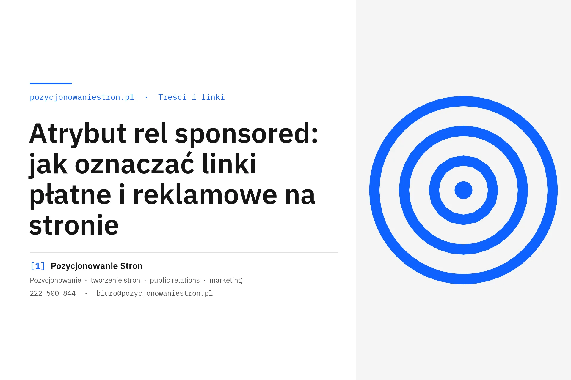 Atrybut rel sponsored i oznaczanie linków płatnych - okładka wpisu na blogu Pozycjonowanie Stron