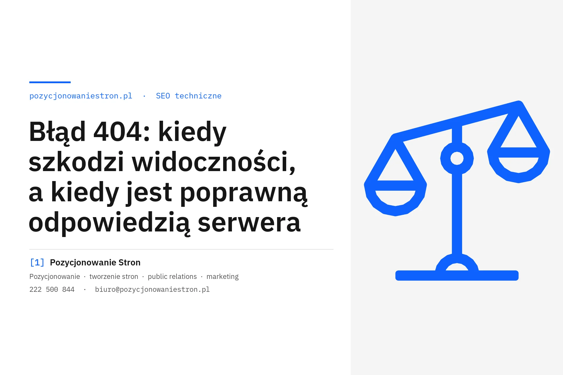 Błąd 404 a widoczność strony firmy w Google - okładka wpisu na blogu Pozycjonowanie Stron