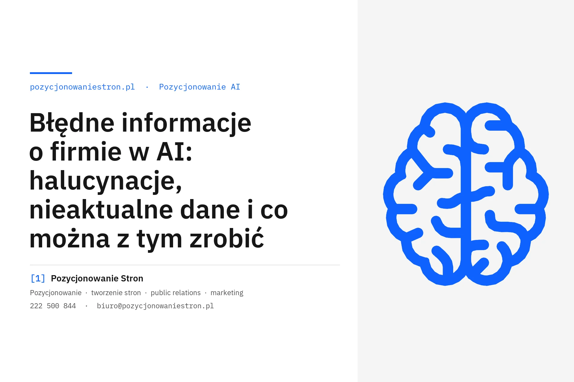 Błędne informacje o firmie w AI i sposoby ich poprawy - okładka wpisu na blogu Pozycjonowanie Stron