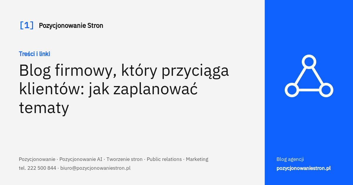 Blog firmowy i planowanie tematów wpisów dla klientów - okładka wpisu na blogu Pozycjonowanie Stron
