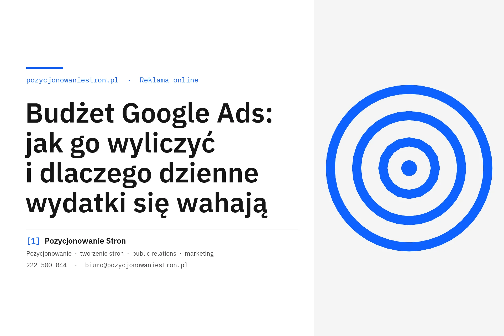 Budżet Google Ads: jak go wyliczyć i skąd wahania wydatków - okładka wpisu na blogu Pozycjonowanie Stron
