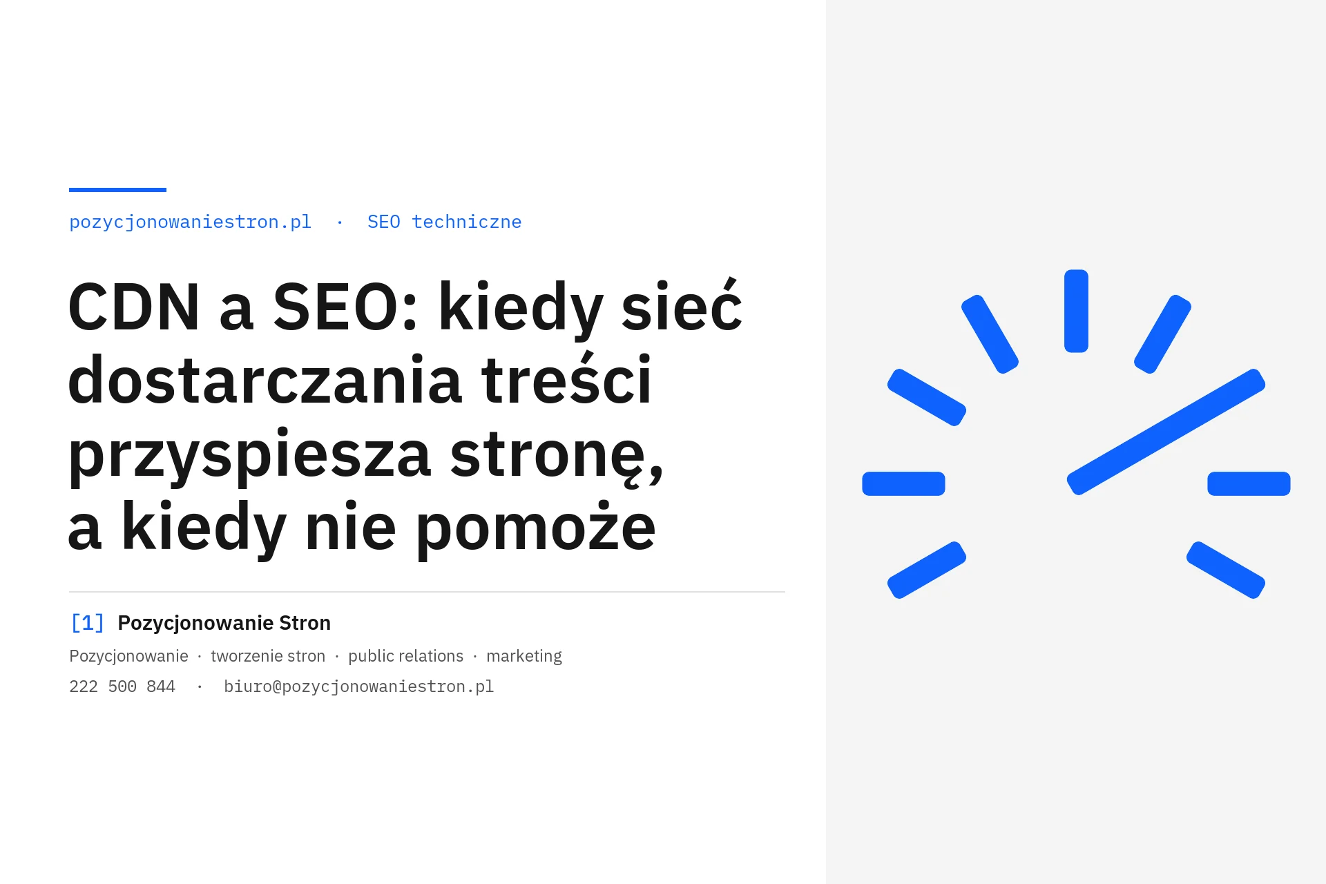 CDN a SEO: sieć dostarczania treści i szybkość strony - okładka wpisu na blogu Pozycjonowanie Stron