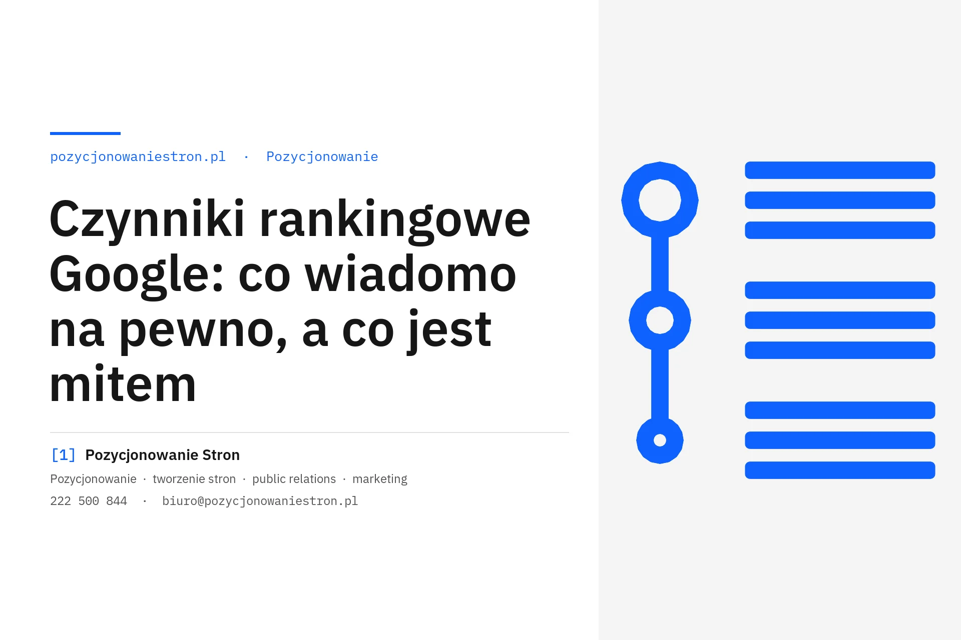 Czynniki rankingowe Google: fakty i mity - okładka wpisu na blogu Pozycjonowanie Stron