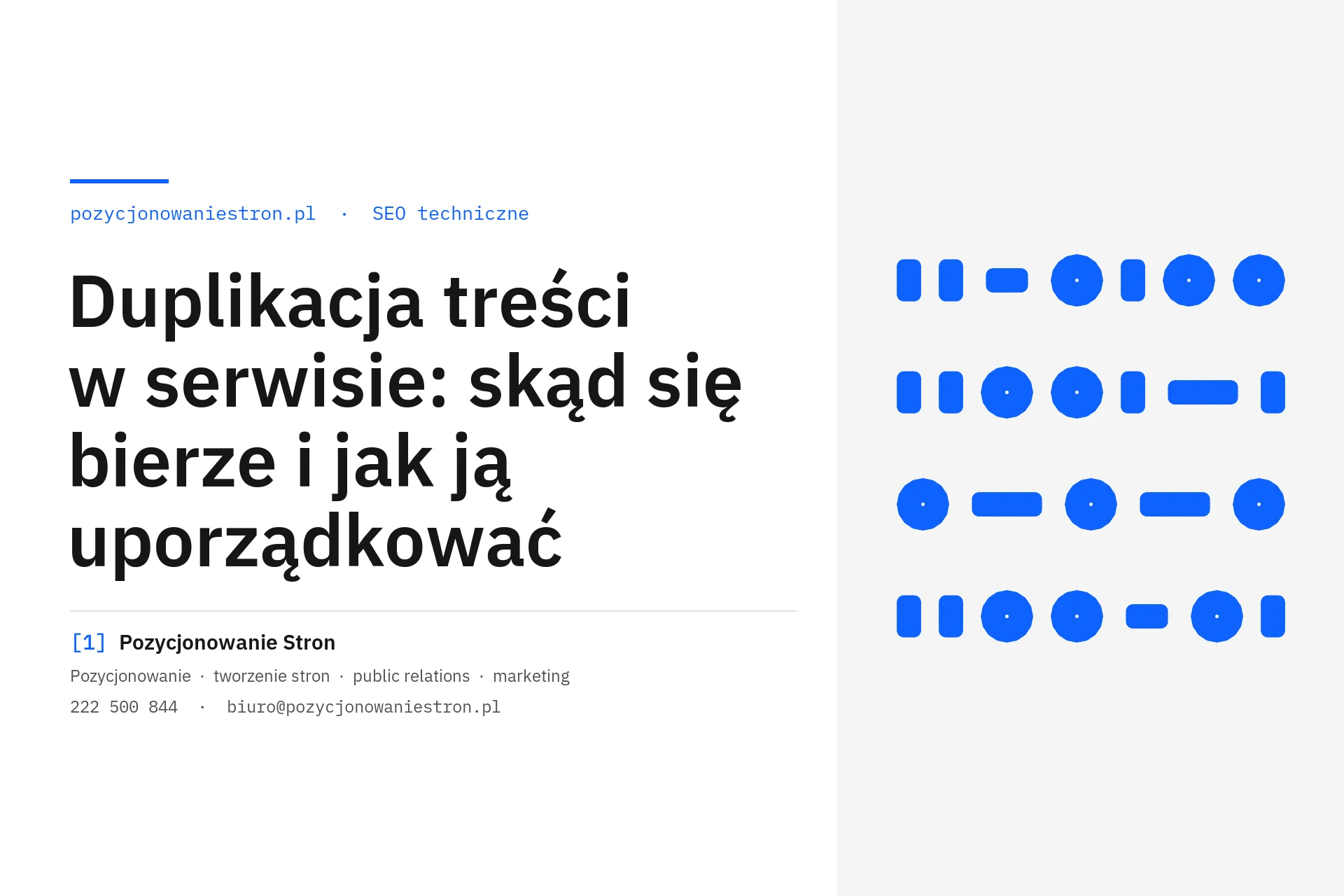 Duplikacja treści w serwisie: źródła i porządkowanie adresów - okładka wpisu na blogu Pozycjonowanie Stron