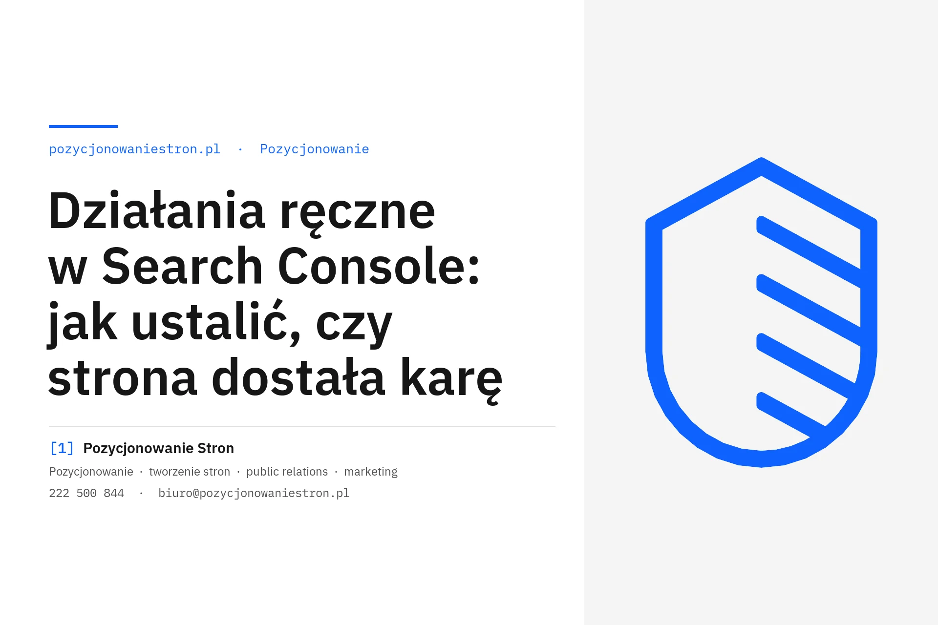 Działania ręczne w Search Console i kara od Google - okładka wpisu na blogu Pozycjonowanie Stron