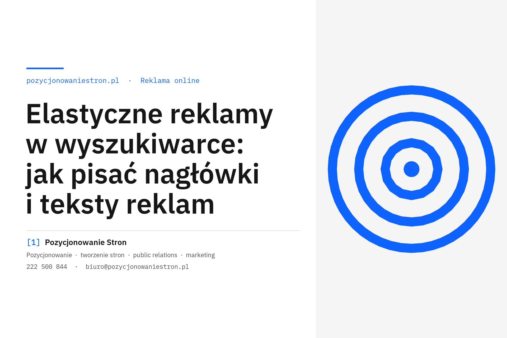 Elastyczne reklamy w wyszukiwarce, nagłówki i teksty reklam - okładka wpisu na blogu Pozycjonowanie Stron