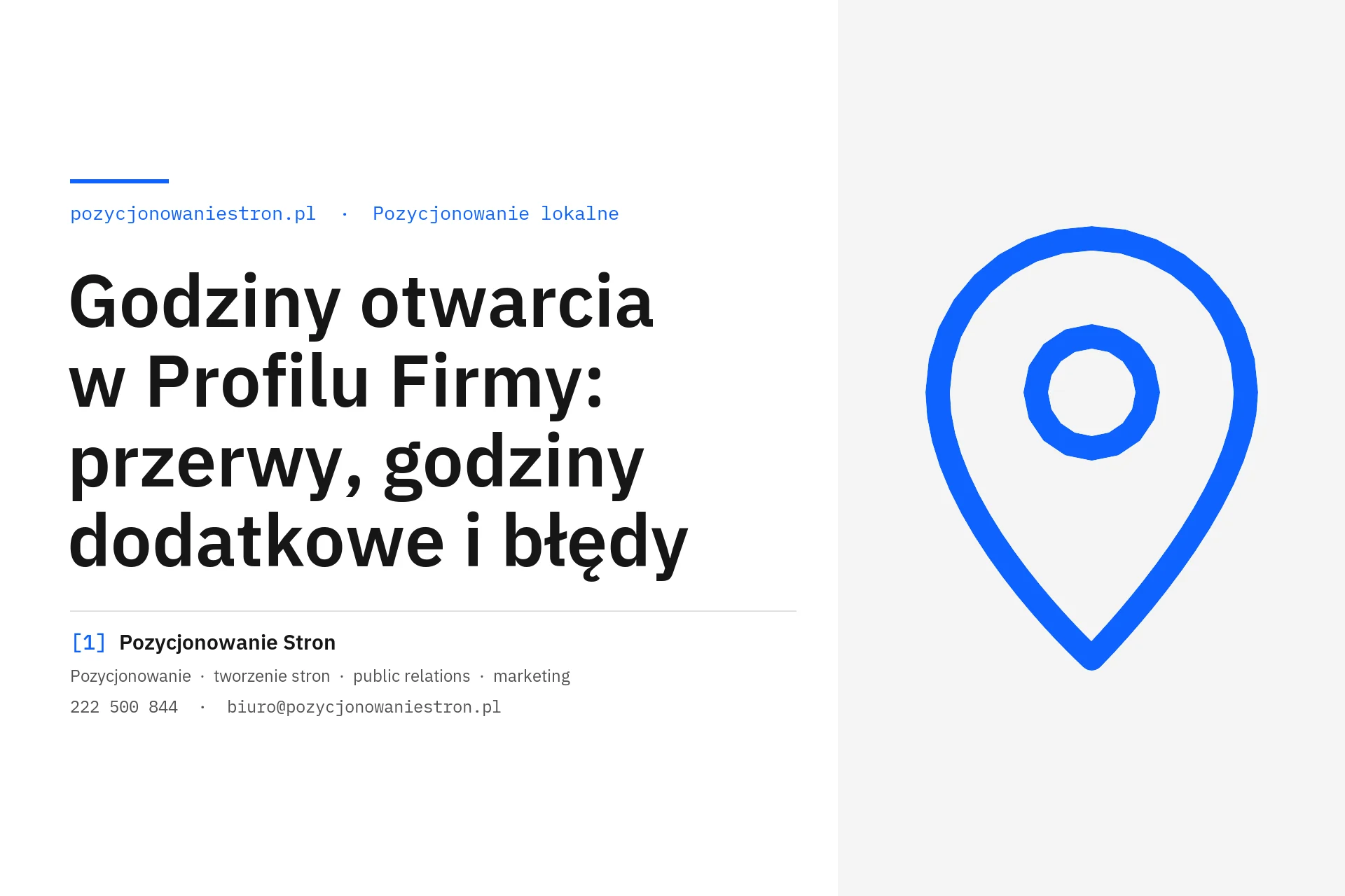 Godziny otwarcia w Profilu Firmy w Google - okładka wpisu na blogu Pozycjonowanie Stron