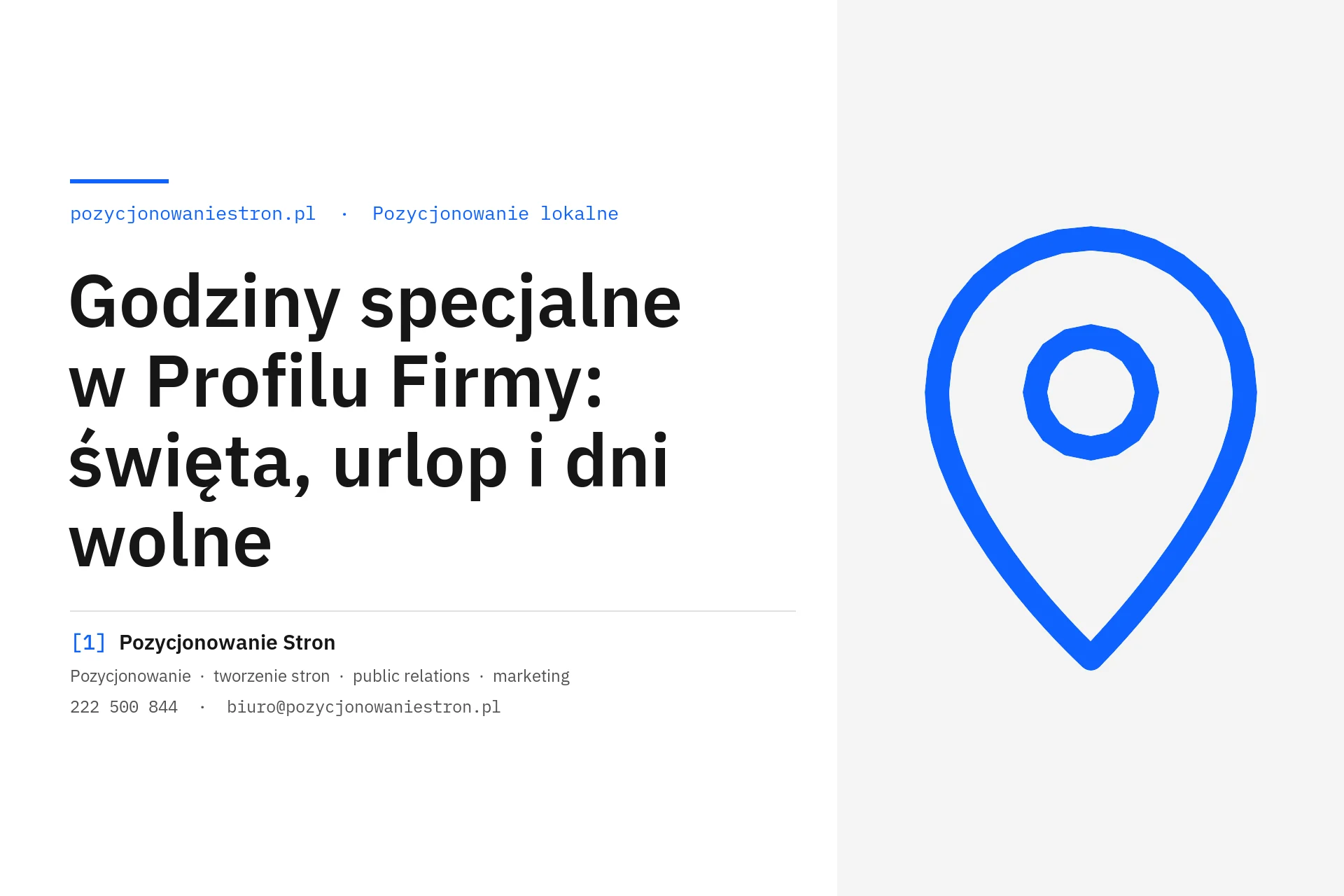 Godziny specjalne w Profilu Firmy w Google na święta i urlop - okładka wpisu na blogu Pozycjonowanie Stron