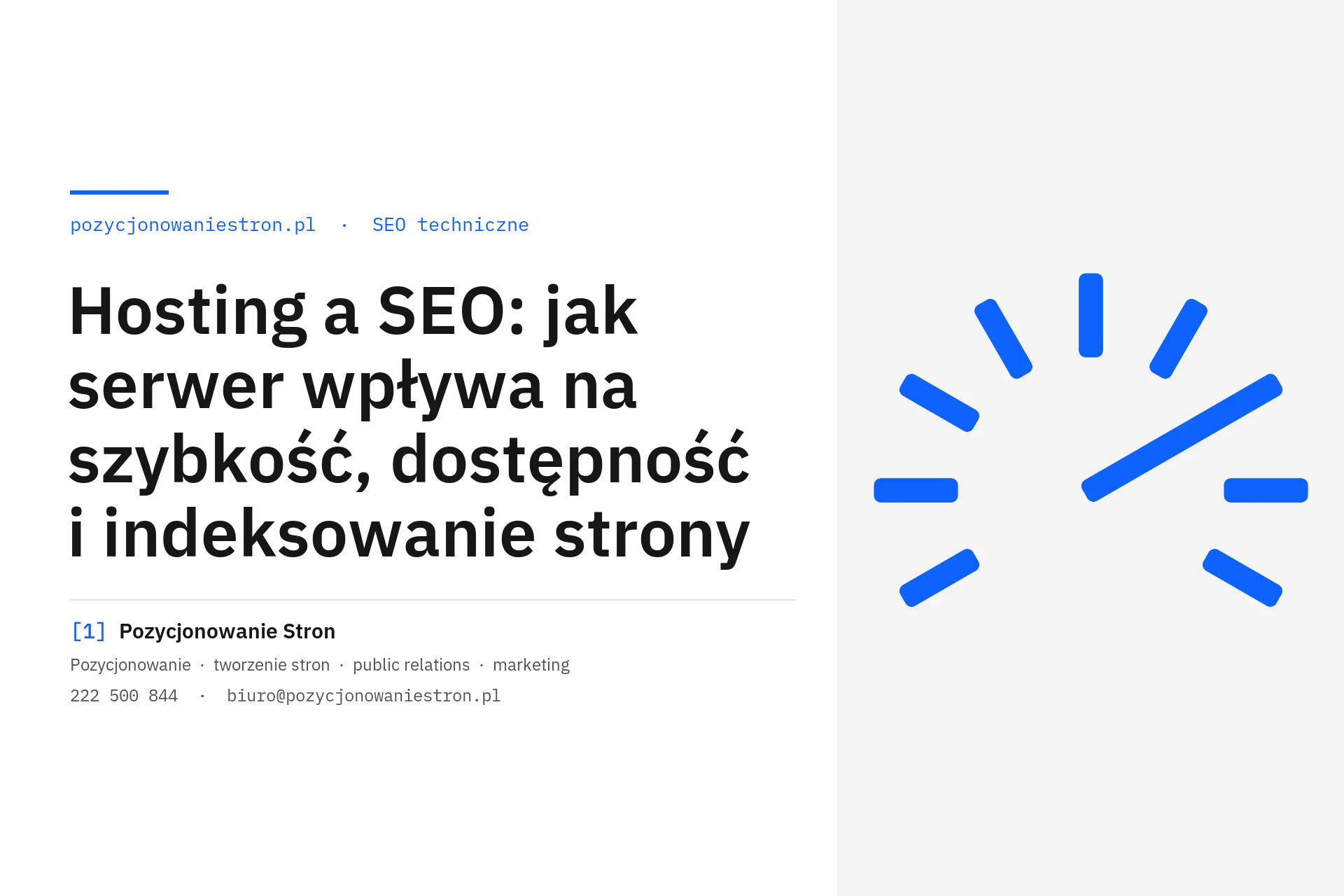Hosting a SEO: wpływ serwera na szybkość i indeksowanie strony - okładka wpisu na blogu Pozycjonowanie Stron