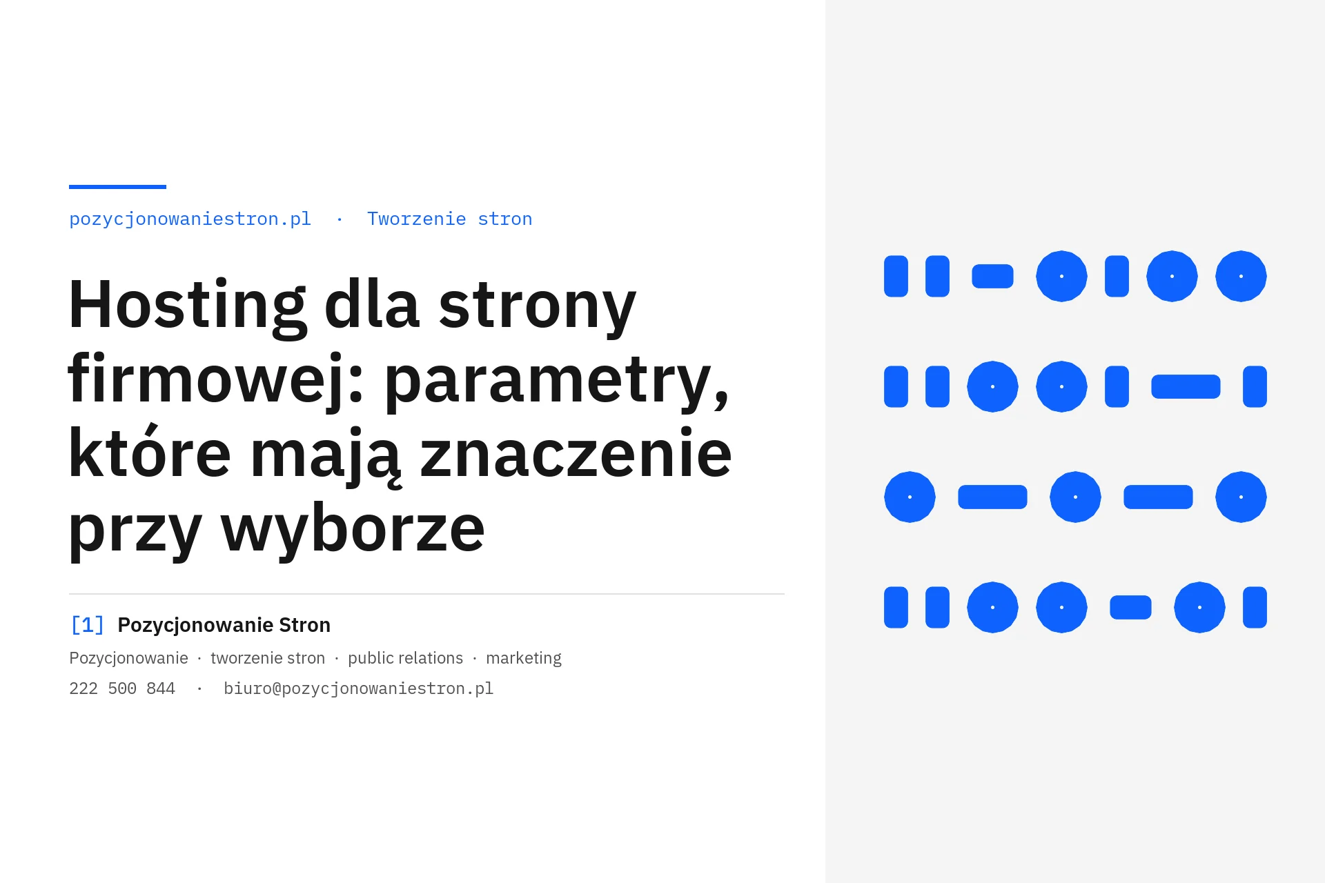 Hosting dla strony firmowej i parametry serwera - okładka wpisu na blogu Pozycjonowanie Stron