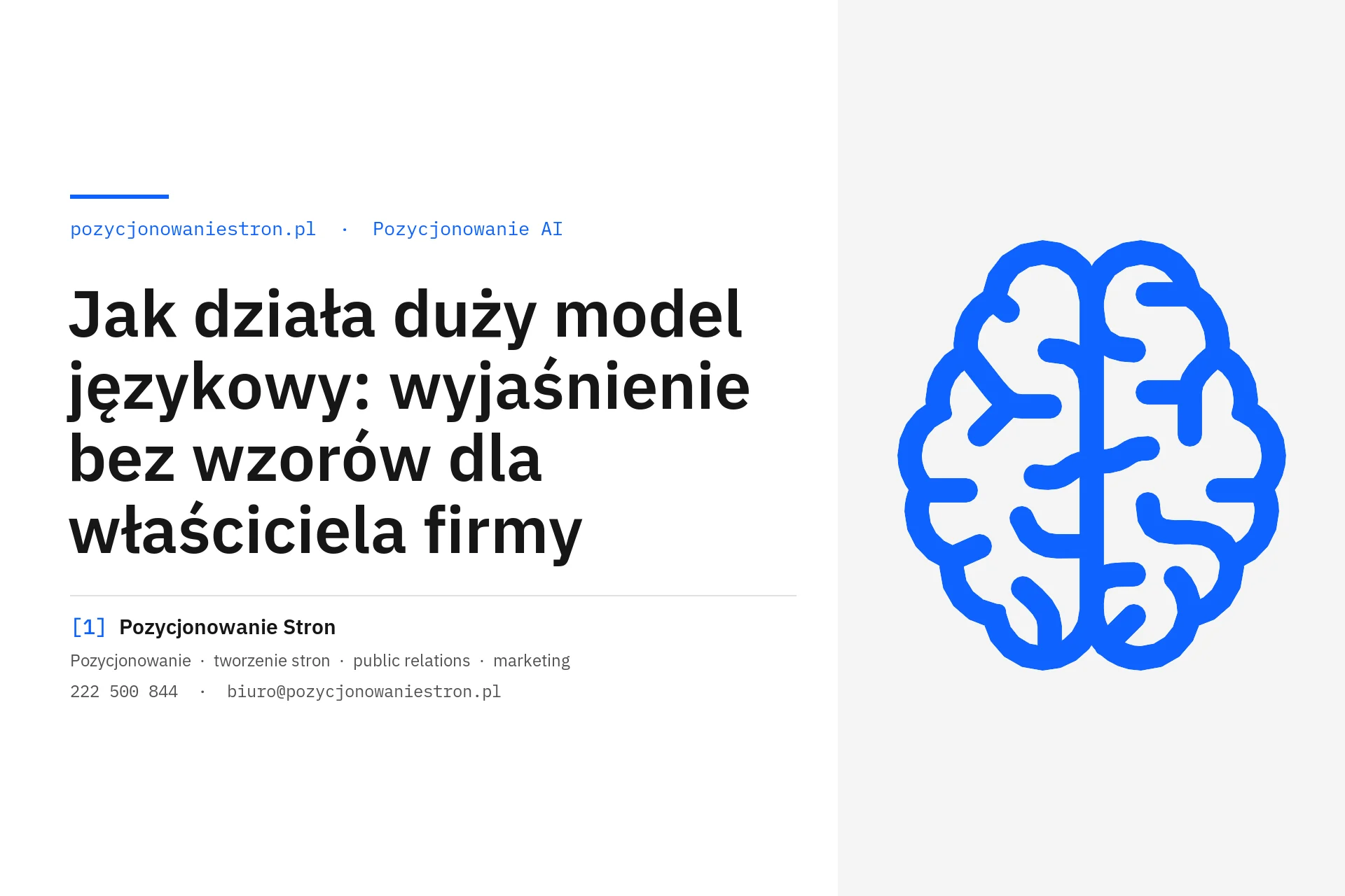 Jak działa duży model językowy - okładka wpisu na blogu Pozycjonowanie Stron