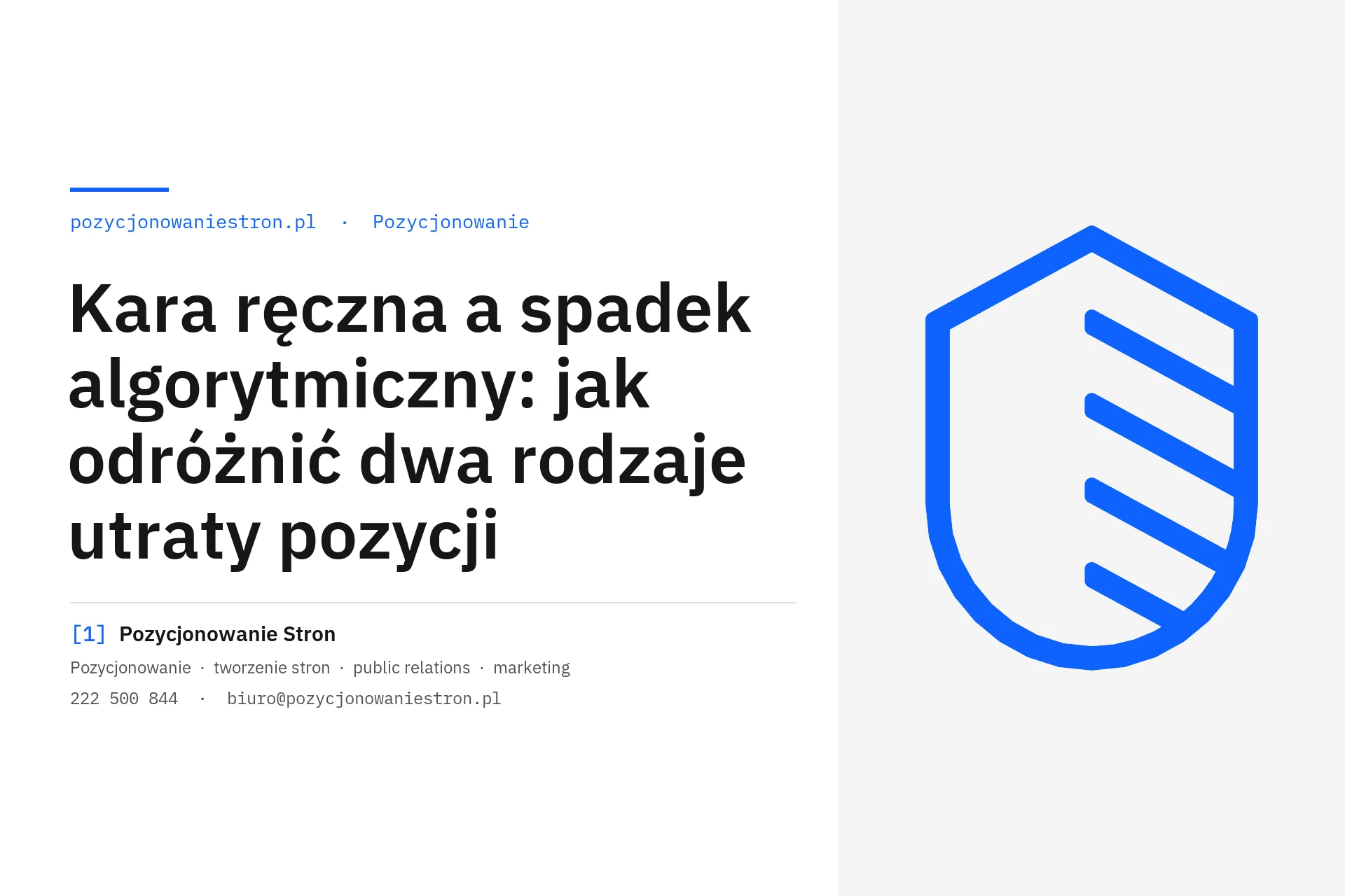 Kara ręczna a spadek algorytmiczny w Google - okładka wpisu na blogu Pozycjonowanie Stron