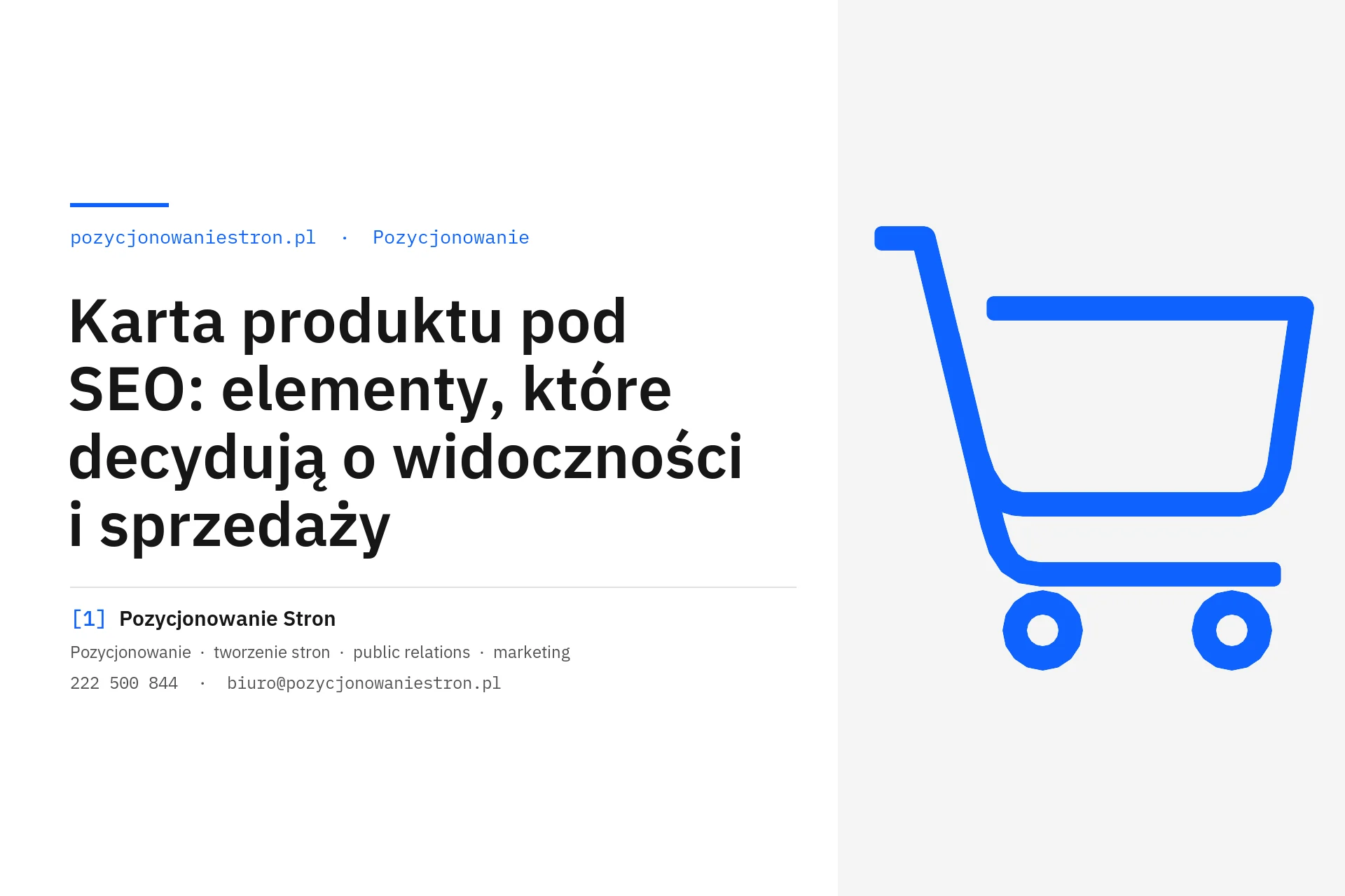 Karta produktu pod SEO i jej najważniejsze elementy - okładka wpisu na blogu Pozycjonowanie Stron