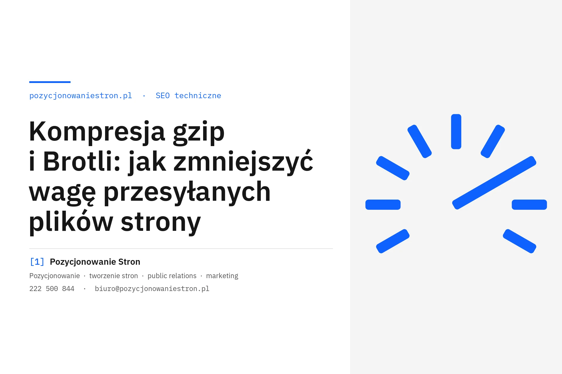 Kompresja gzip i Brotli plików strony internetowej - okładka wpisu na blogu Pozycjonowanie Stron